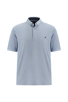 Açık Mavi Regular Fit Desenli Nakışlı Pamuklu Polo Yaka T-shirt