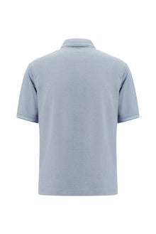 Açık Mavi Regular Fit Desenli Nakışlı Pamuklu Polo Yaka T-shirt