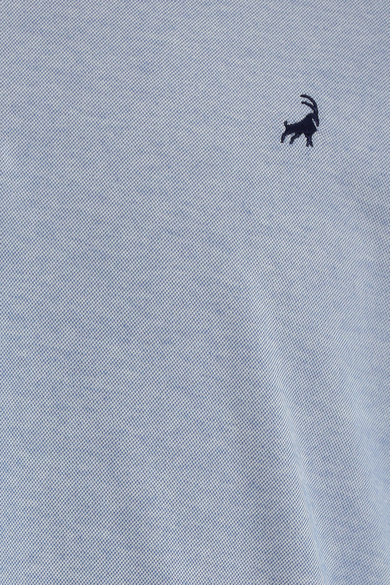 Açık Mavi Regular Fit Desenli Nakışlı Pamuklu Polo Yaka T-shirt