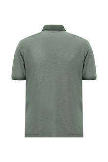 Çimen Yeşili Regular Fit Desenli Nakışlı Pamuklu Polo Yaka T-shirt
