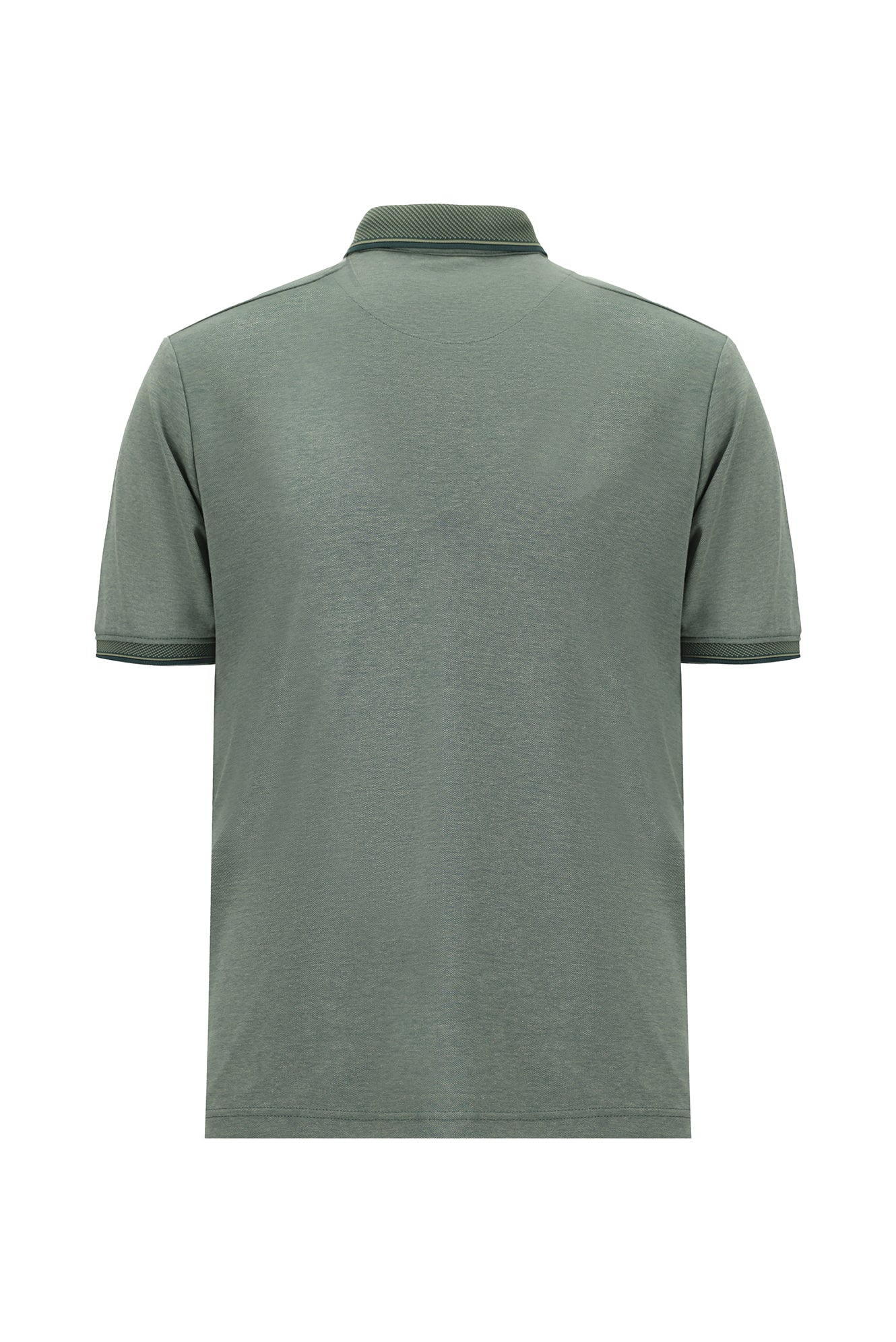 Çimen Ye?ili Regular Fit Desenli Nak??l? Pamuklu Polo Yaka T-shirt-Abdullah Ki??l?