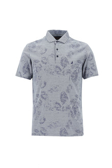 Orta Lacivert Polo Yaka Regular Fit Desenli Nakışlı Pamuklu T-shirt