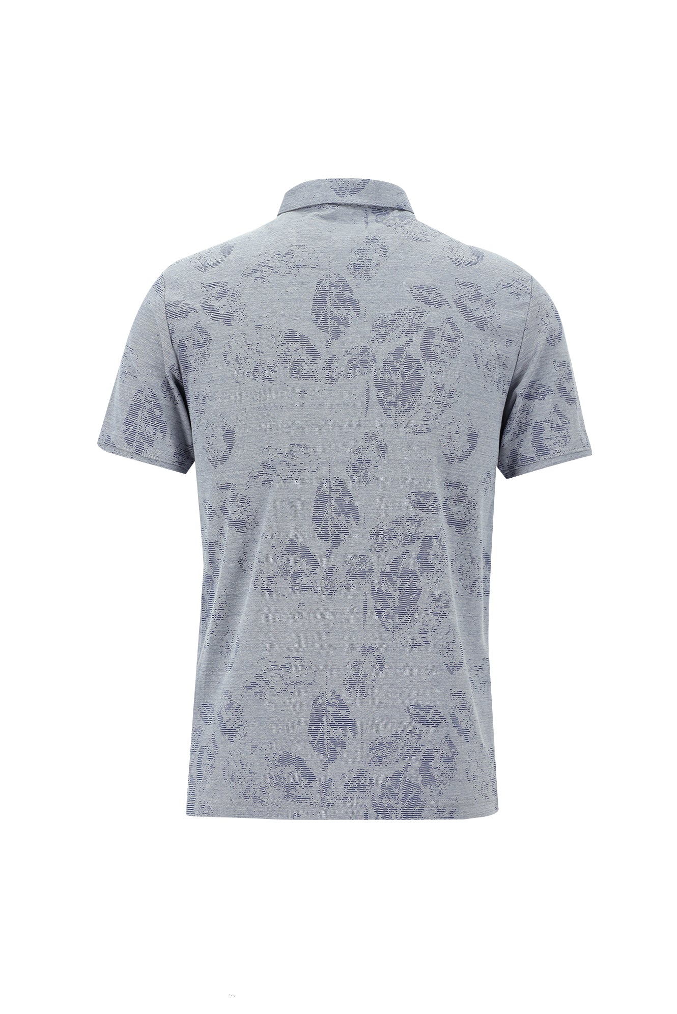 Orta Lacivert Polo Yaka Regular Fit Desenli Nakışlı Pamuklu T-shirt