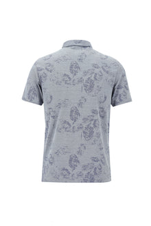 Orta Lacivert Polo Yaka Regular Fit Desenli Nakışlı Pamuklu T-shirt