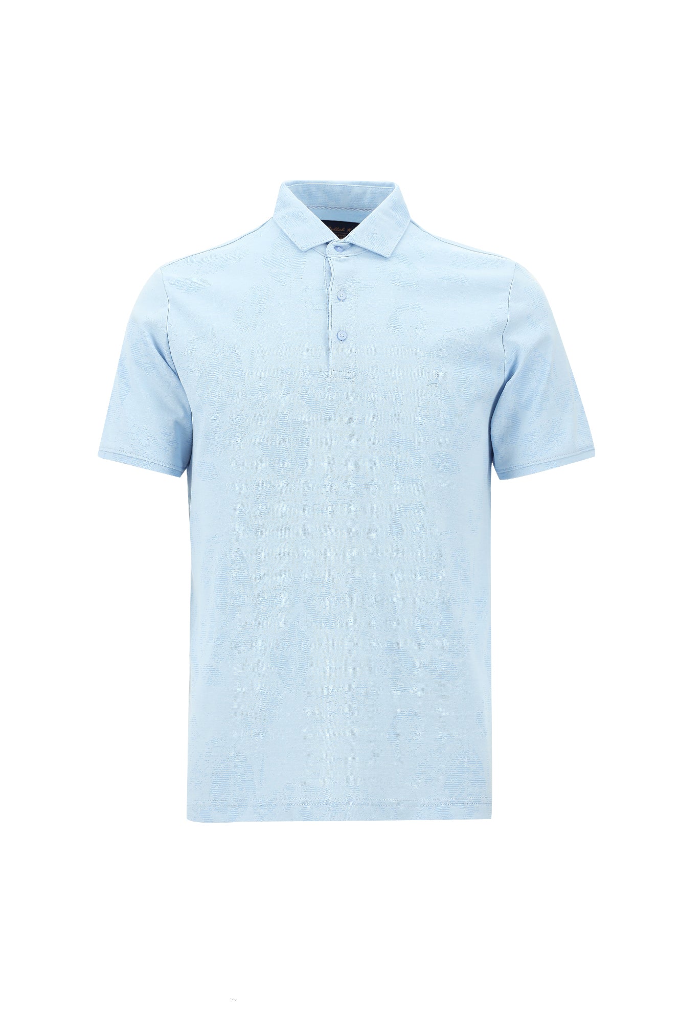 Açık Mavi Polo Yaka Regular Fit Desenli Nakışlı T-shirt