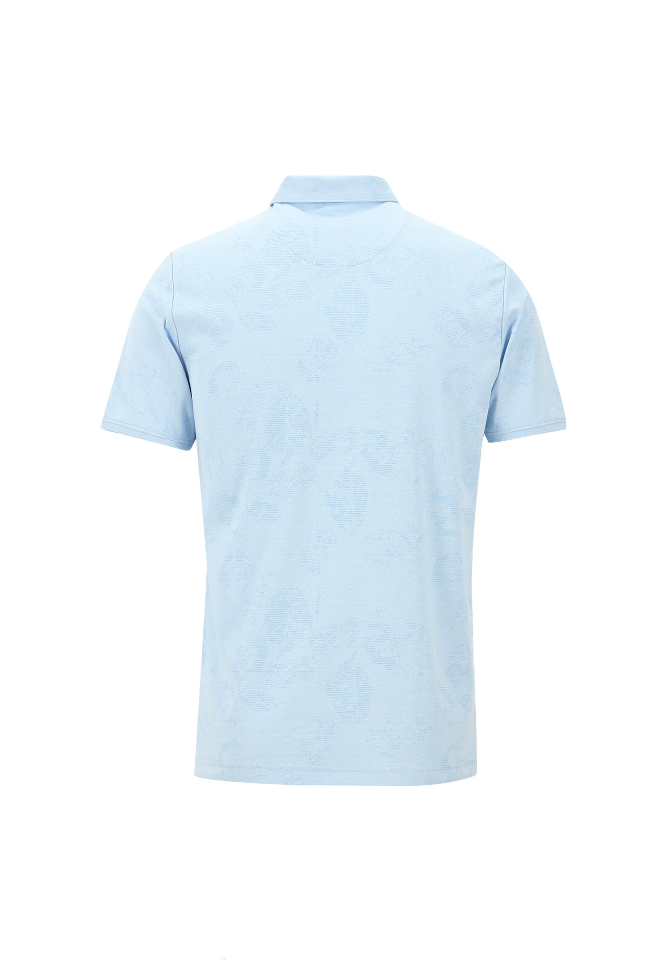 Açık Mavi Polo Yaka Regular Fit Desenli Nakışlı T-shirt