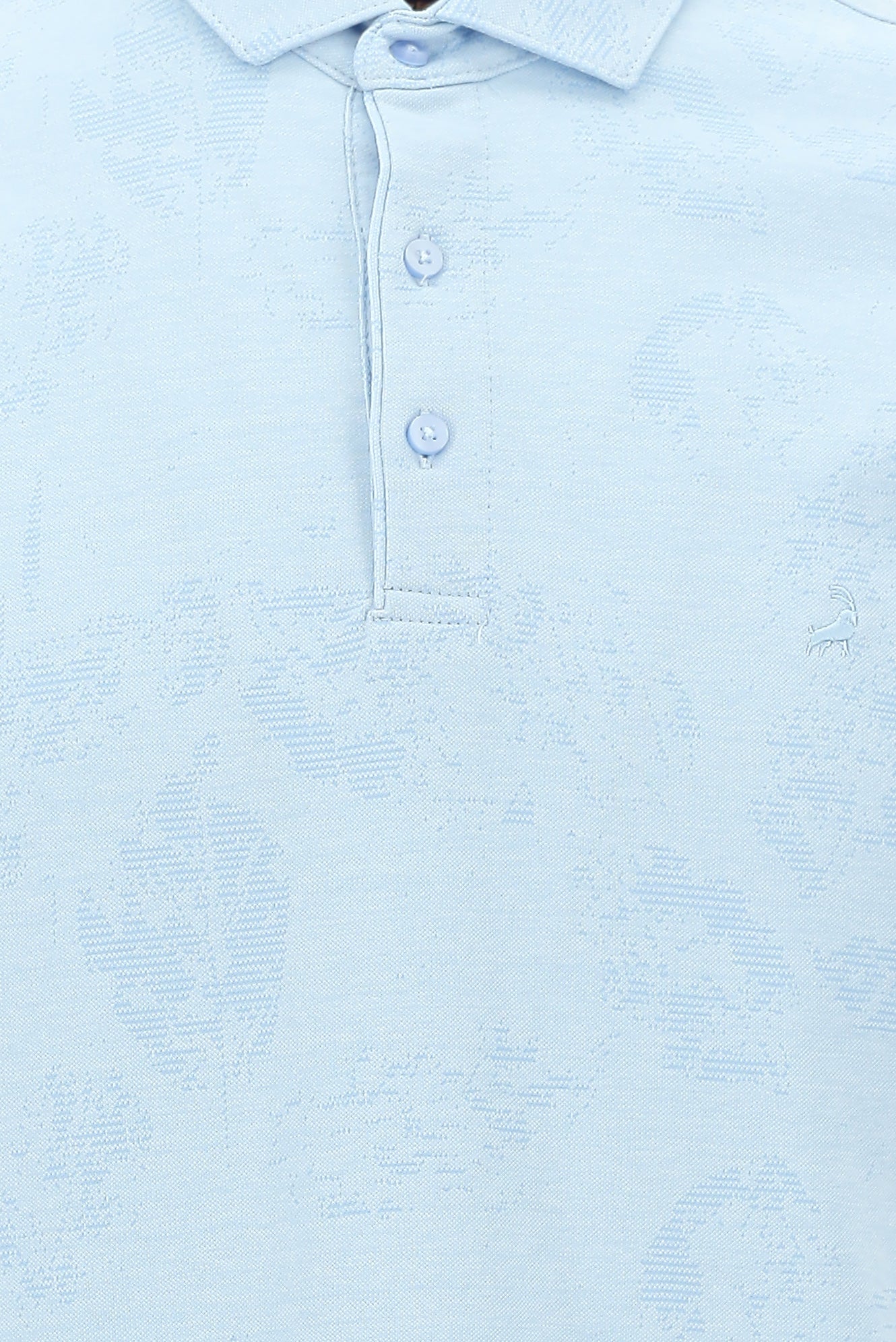 Açık Mavi Polo Yaka Regular Fit Desenli Nakışlı T-shirt