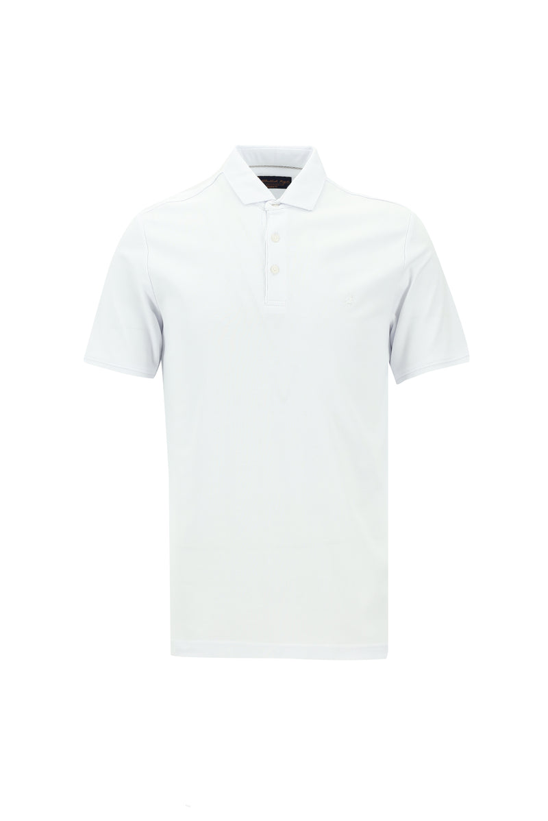 Kırık Beyaz Polo Yaka Regular Fit Desenli Nakışlı Pamuklu T-shirt