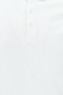 Kırık Beyaz Polo Yaka Regular Fit Desenli Nakışlı Pamuklu T-shirt
