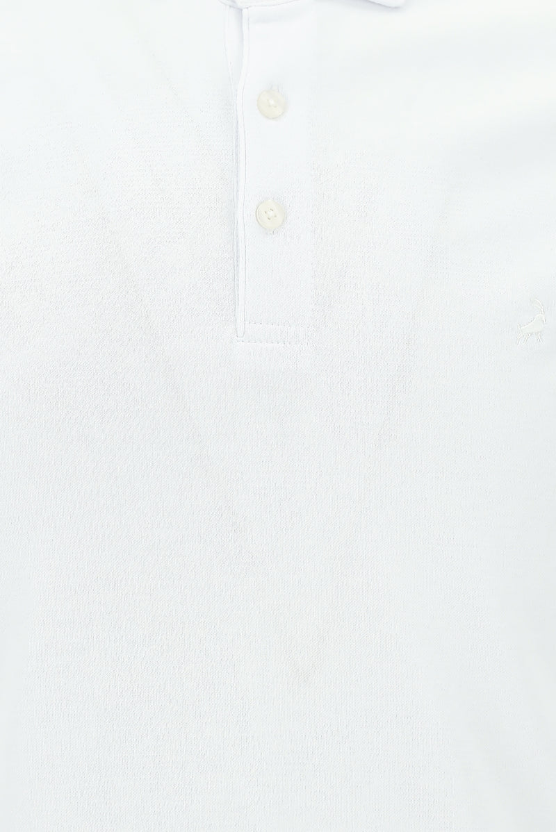 Kırık Beyaz Polo Yaka Regular Fit Desenli Nakışlı Pamuklu T-shirt