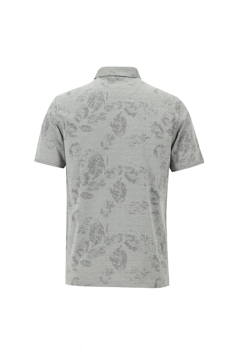 Orta Antrasit Polo Yaka Regular Fit Desenli Nakışlı T-shirt