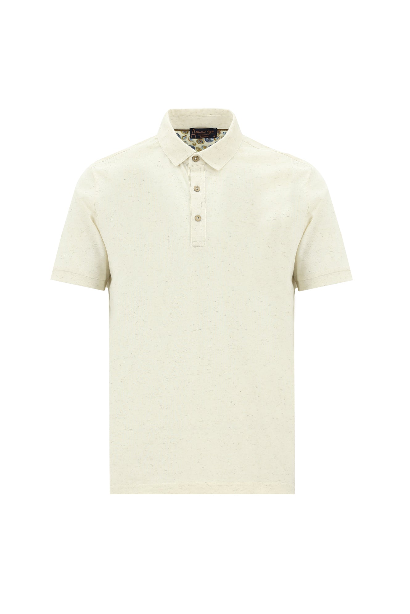 Açık Bej Polo Yaka Regular Fit Pamuklu Keten T-shirt
