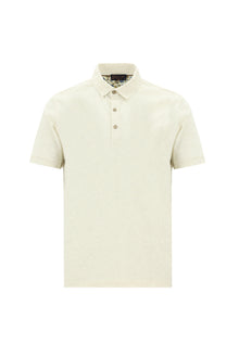 Açık Bej Polo Yaka Regular Fit Pamuklu Keten T-shirt