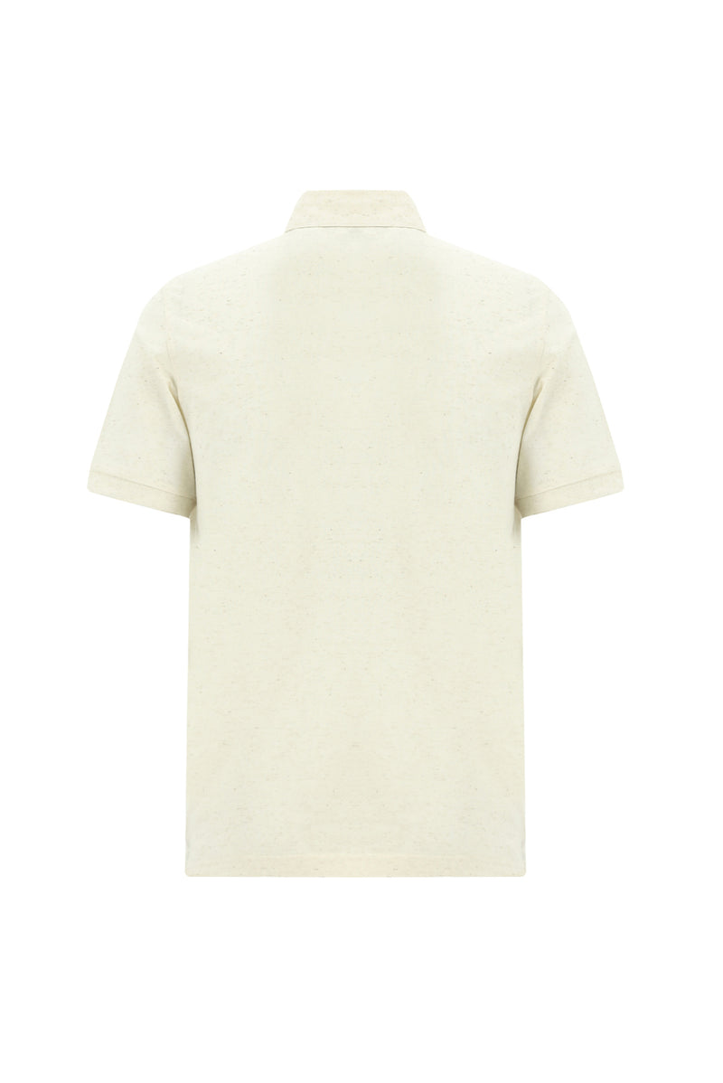 Açık Bej Polo Yaka Regular Fit Pamuklu Keten T-shirt