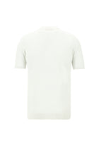 Kırık Beyaz Polo Yaka Regular Fit Fermuarlı Desenli Pamuklu T-shirt