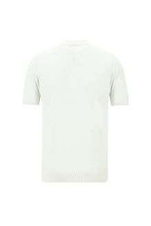 K?r?k Beyaz Polo Yaka Regular Fit Fermuarl? Desenli Pamuklu T-shirt-Abdullah Ki??l?