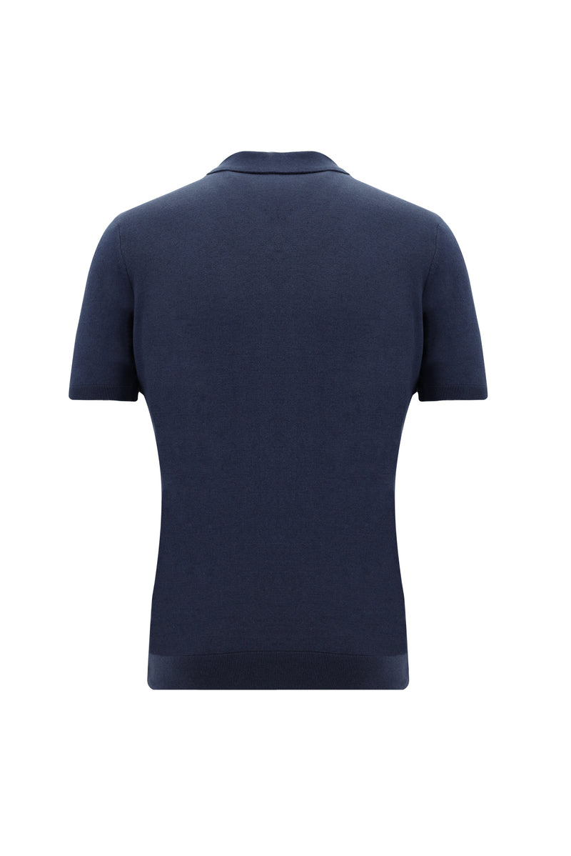 Siyah Lacivert Polo Yaka Regular Fit Desenli Pamuklu T-shirt