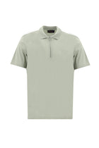 Kum Polo Yaka Slim Fit Dar Kesim Fermuarlı Nakışlı Merserize Pamuk T-shirt