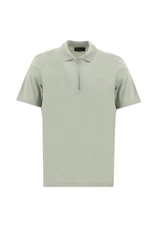 Kum Polo Yaka Slim Fit Dar Kesim Fermuarlı Nakışlı Merserize Pamuk T-shirt