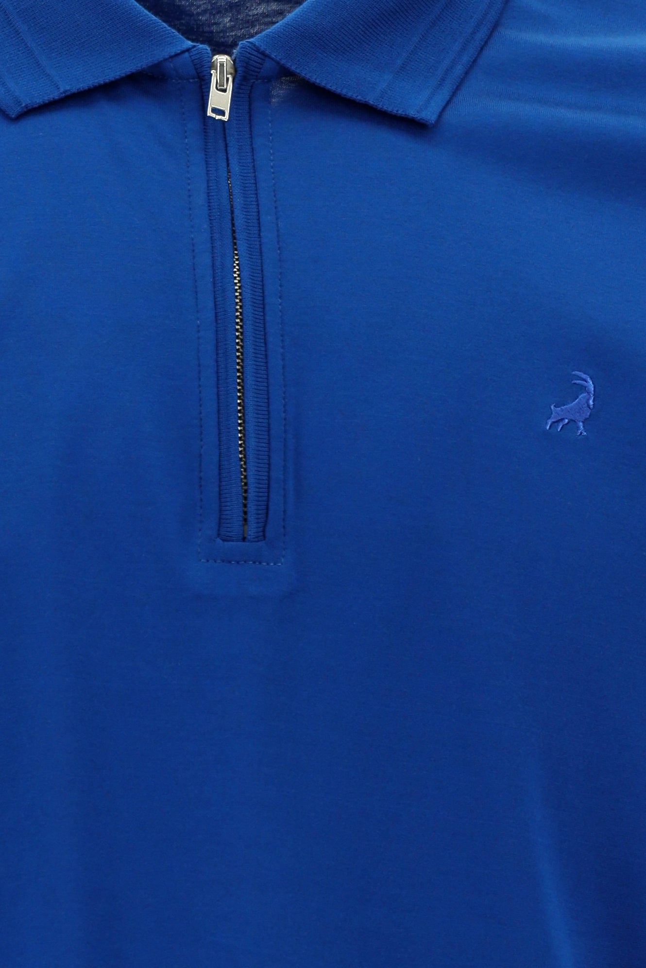 Petrol Yeşili Polo Yaka Slim Fit Dar Kesim Fermuarlı Nakışlı Merserize Pamuk T-shirt