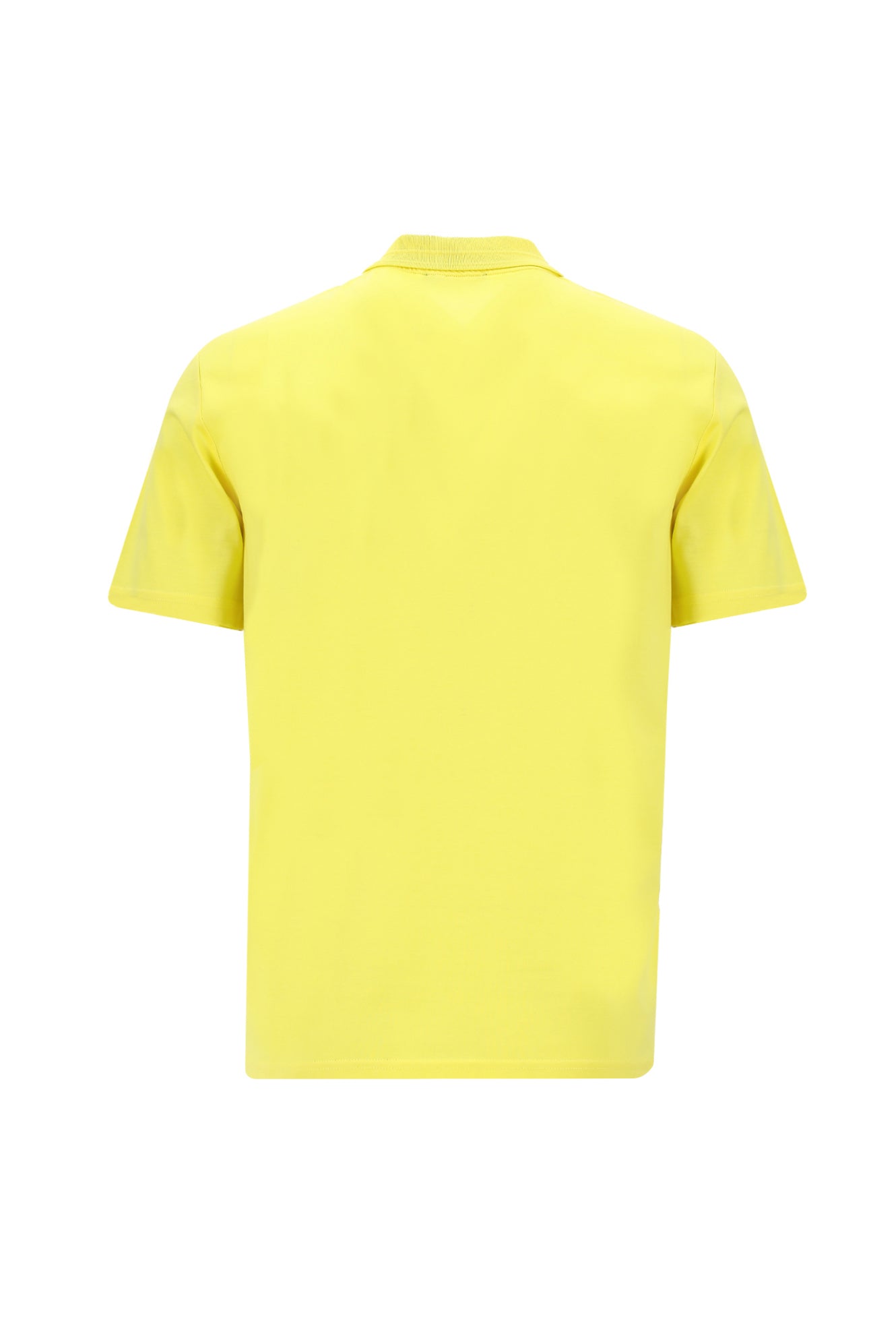 Açık Sarı Polo Yaka Slim Fit Dar Kesim Fermuarlı Nakışlı Merserize Pamuk T-shirt