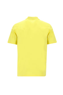 Açık Sarı Polo Yaka Slim Fit Dar Kesim Fermuarlı Nakışlı Merserize Pamuk T-shirt