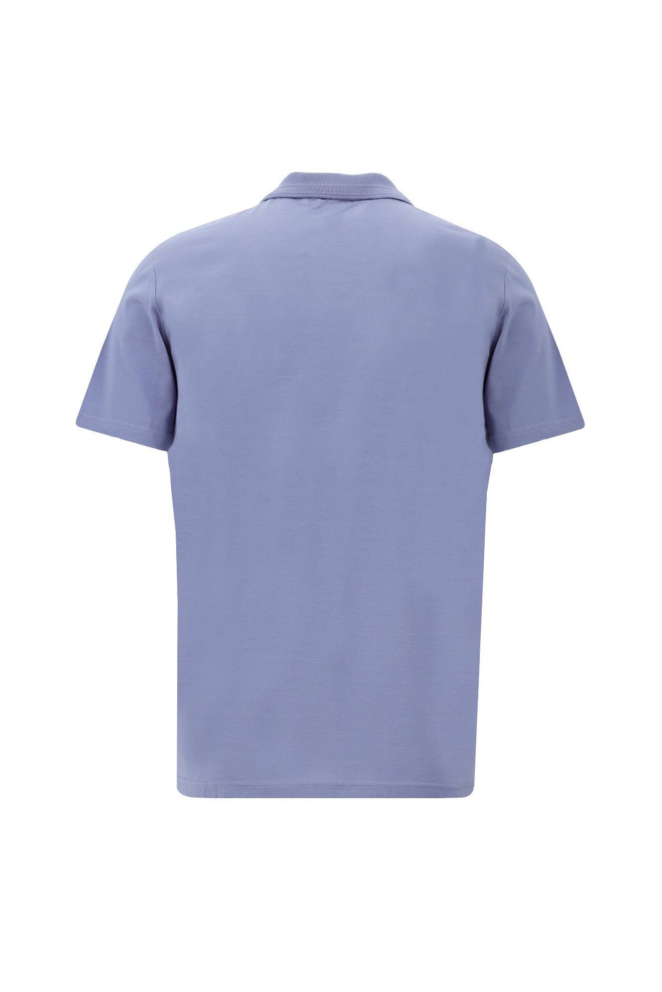 Açık Mor Polo Yaka Slim Fit Dar Kesim Fermuarlı Nakışlı Merserize Pamuk T-shirt