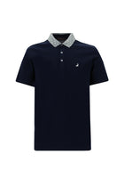 Koyu Lacivert Polo Yaka Slim Fit Dar Kesim Desenli Nakışlı Merserize Pamuk T-shirt