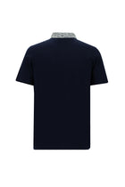 Koyu Lacivert Polo Yaka Slim Fit Dar Kesim Desenli Nakışlı Merserize Pamuk T-shirt
