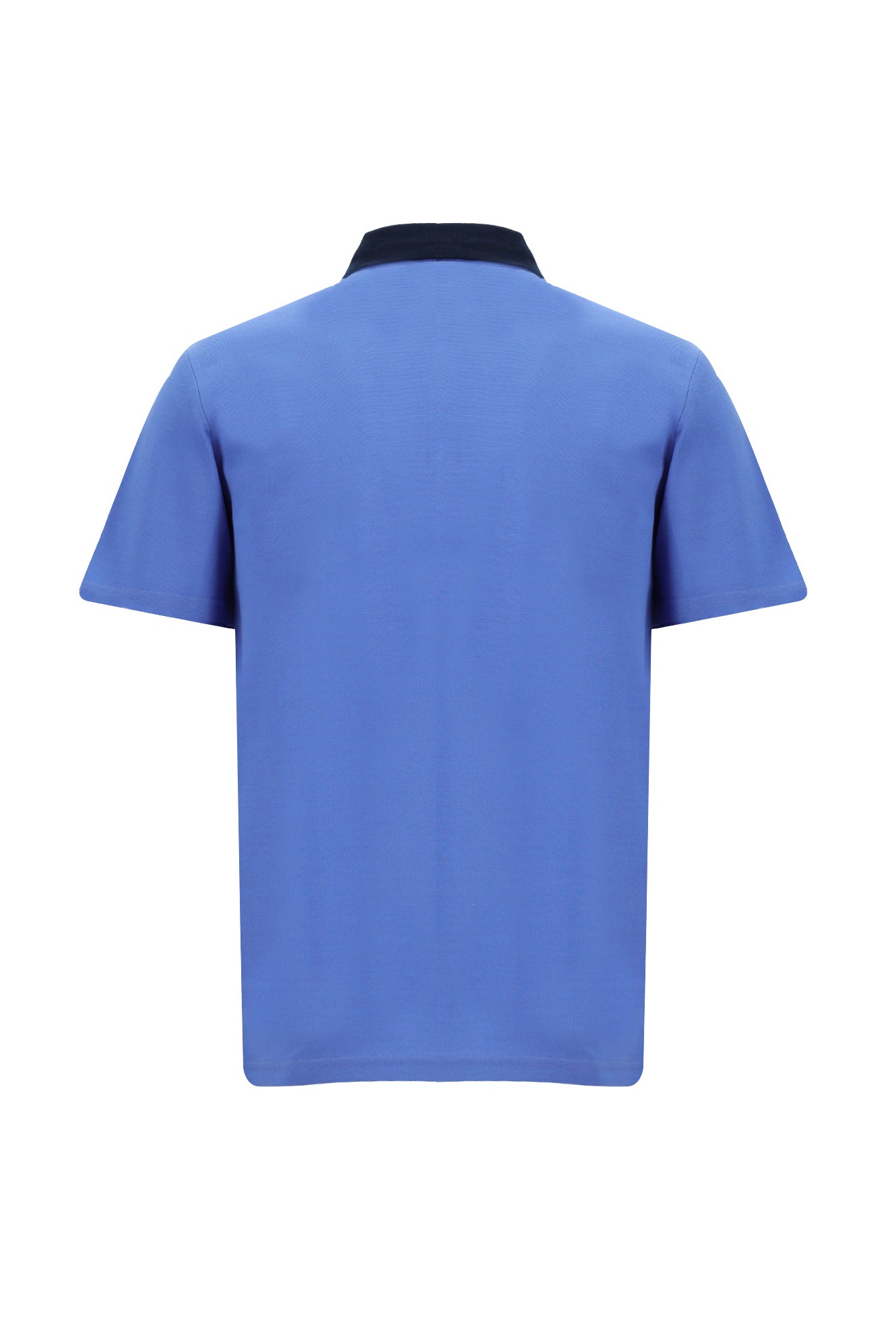 Havacı Mavi Polo Yaka Slim Fit Dar Kesim Desenli Nakışlı Merserize Pamuk T-shirt