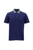 Koyu Mavi  Polo Yaka Slim Fit Dar Kesim Desenli Nakışlı Merserize Pamuk T-shirt