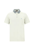 Beyaz Polo Yaka Slim Fit Dar Kesim Desenli Nakışlı Merserize Pamuk T-shirt