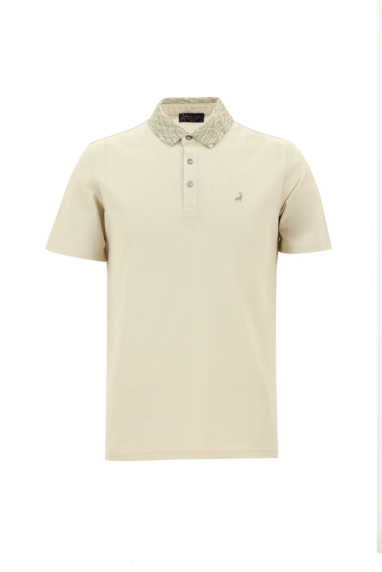 Kırık Beyaz Polo Yaka Slim Fit Dar Kesim Desenli Nakışlı Merserize Pamuk T-shirt
