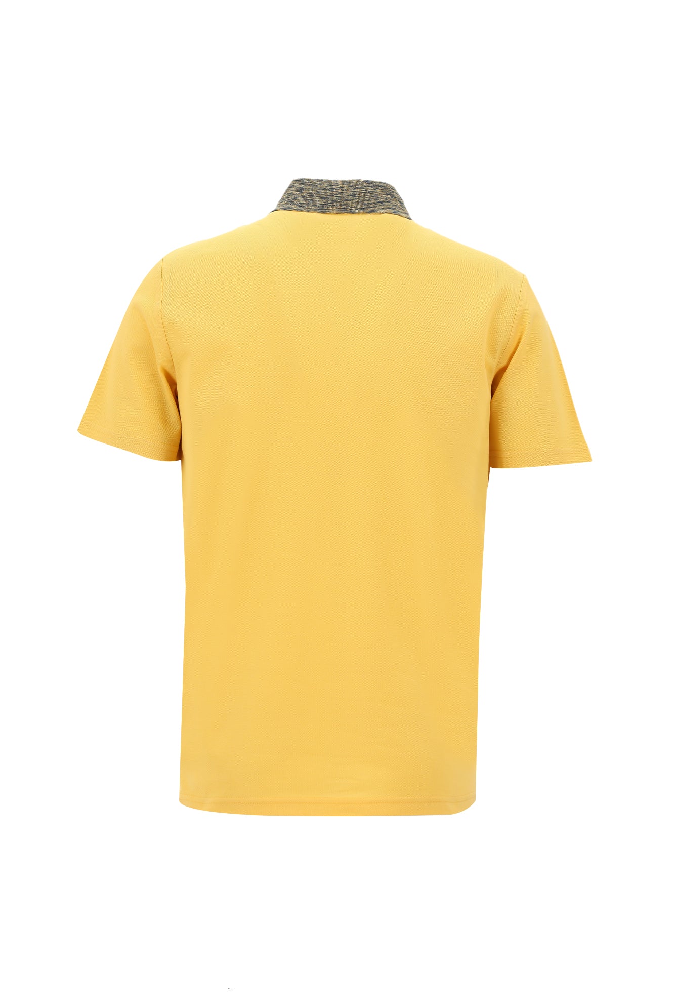 Koyu Sarı Polo Yaka Slim Fit Dar Kesim Desenli Nakışlı Merserize Pamuk T-shirt