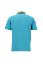 Koyu Turkuaz Polo Yaka Slim Fit Dar Kesim Desenli Nakışlı Merserize Pamuk T-shirt
