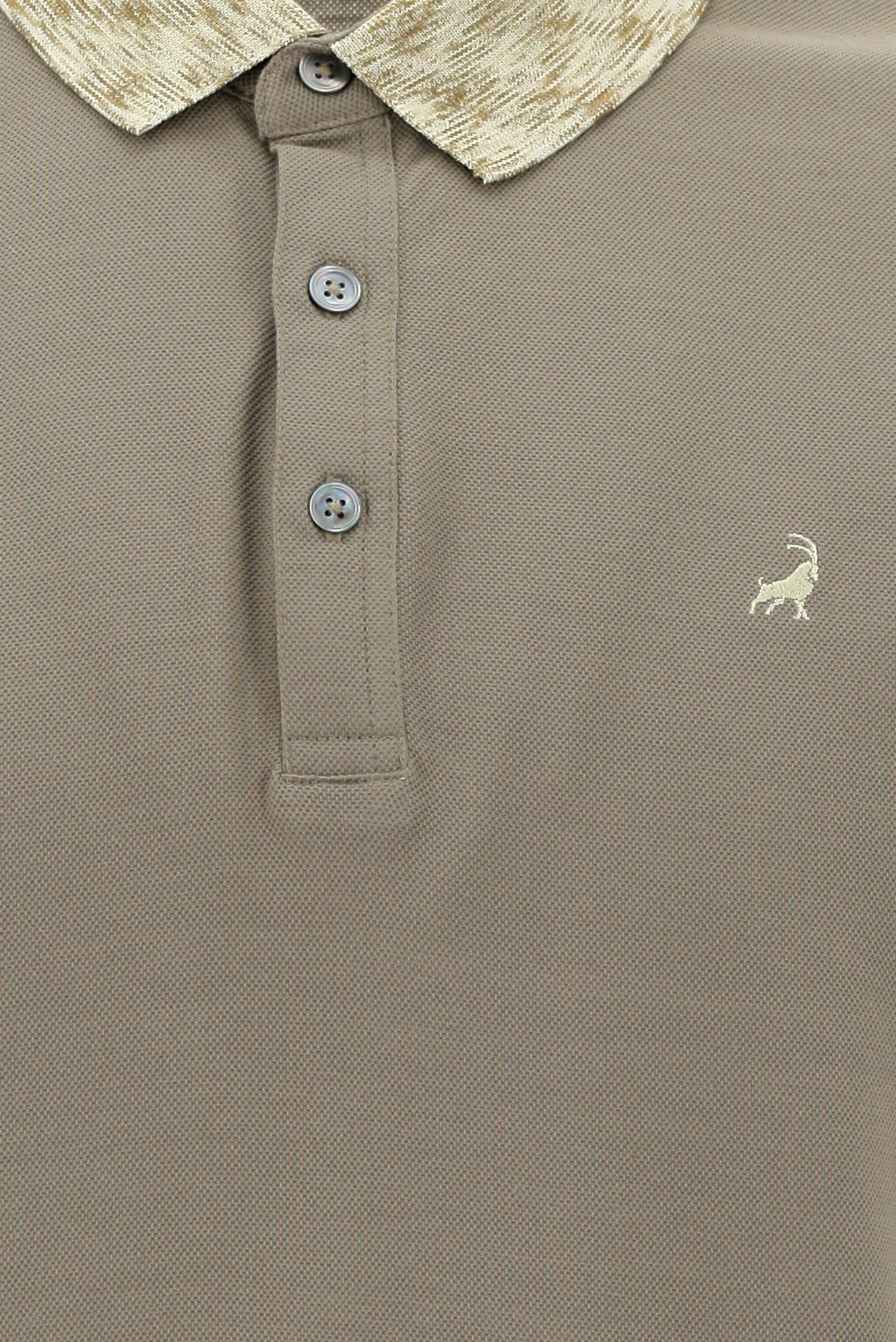 Orta Vizon Polo Yaka Slim Fit Dar Kesim Desenli Nakışlı Merserize Pamuk T-shirt
