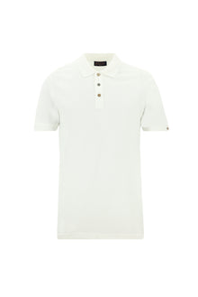 Kırık Beyaz Polo Yaka Slim Fit Dar Kesim Nakışlı Pamuk T-shirt