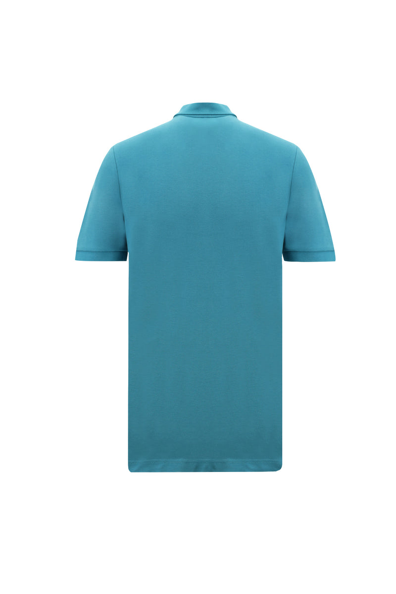 Petrol Ye?ili Polo Yaka Slim Fit Dar Kesim Nak??l? Pamuk T-shirt-Abdullah Ki??l?