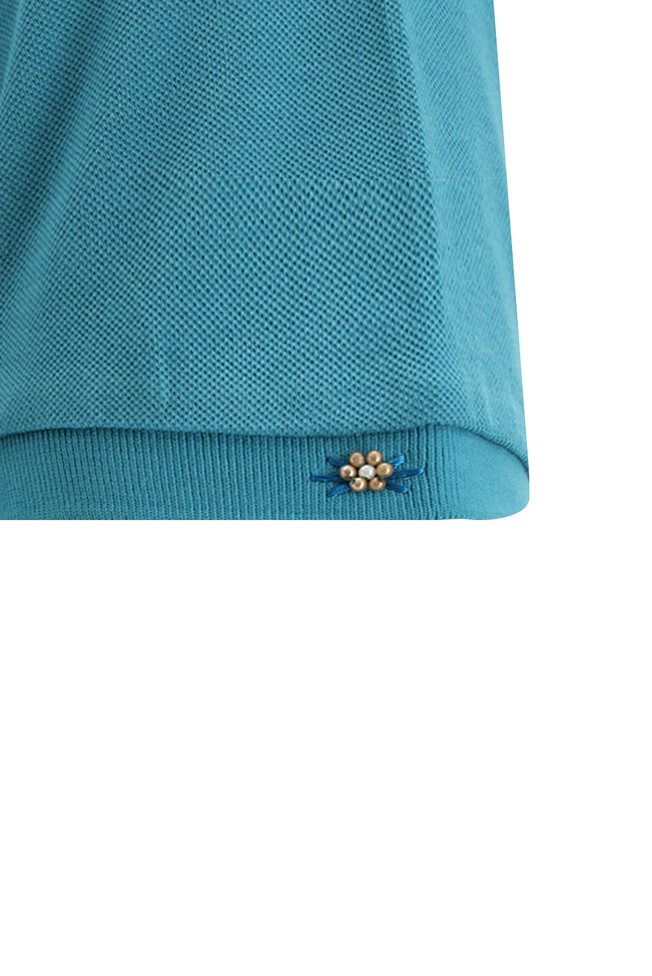 Petrol Yeşili Polo Yaka Slim Fit Dar Kesim Nakışlı Pamuk T-shirt