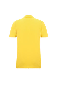 Koyu Sarı Polo Yaka Slim Fit Dar Kesim Nakışlı Pamuk T-shirt
