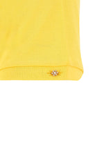 Koyu Sarı Polo Yaka Slim Fit Dar Kesim Nakışlı Pamuk T-shirt