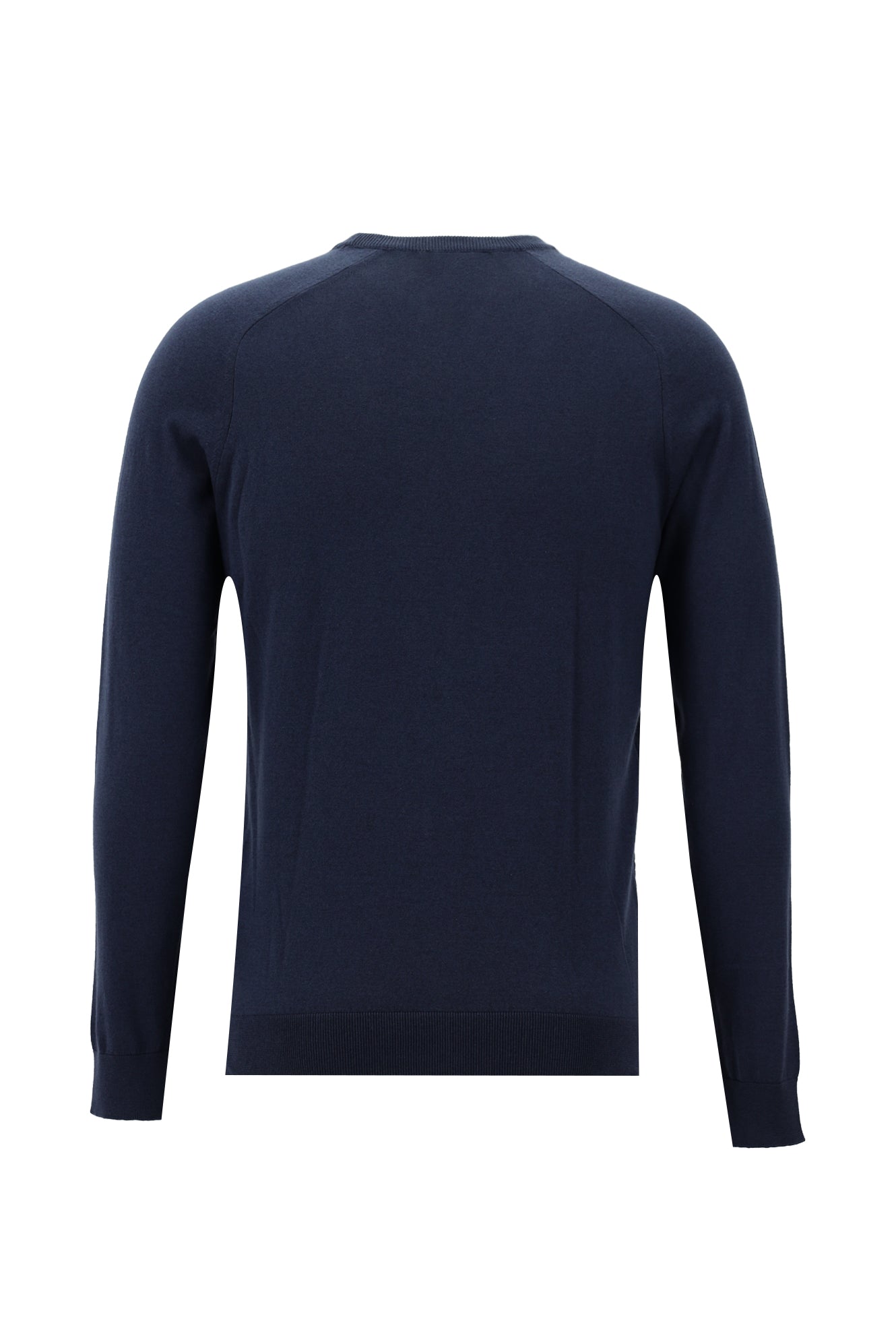 Siyah Lacivert Bisiklet Yaka Slim Fit Dar Kesim Pamuklu Triko Kazak