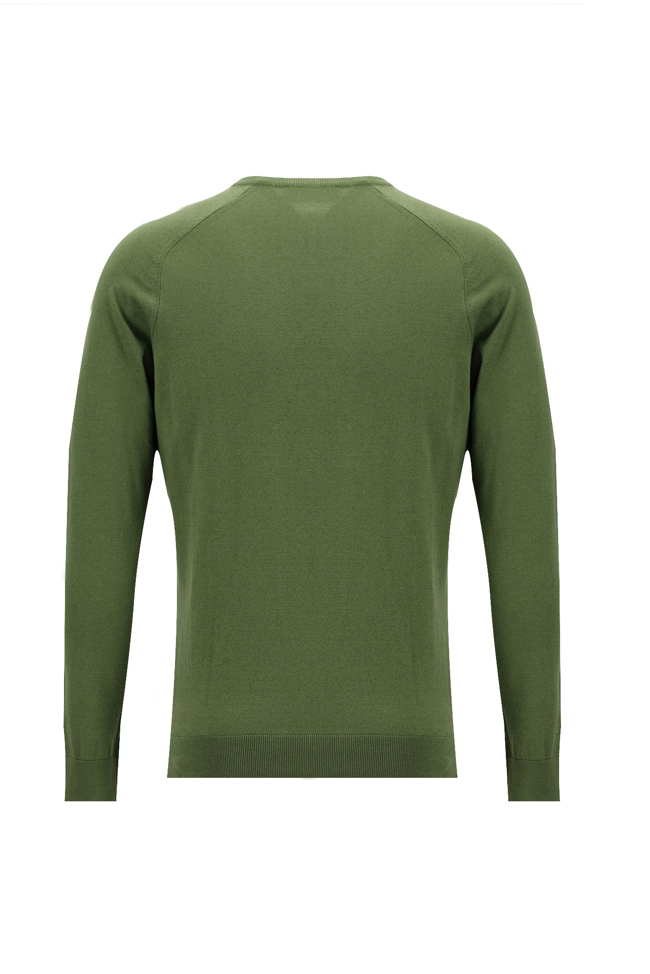 Yağ Yeşili-Olive Bisiklet Yaka Slim Fit Dar Kesim Pamuklu Triko Kazak