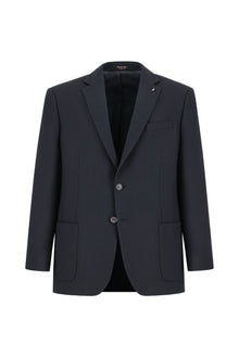 Siyah 7 Drop Slim Fit Dar Kesim Yünlü Desenli Ceket-Abdullah Ki??l?