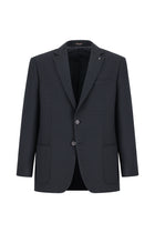 Siyah Slim Fit Dar Kesim Yünlü Desenli Ceket