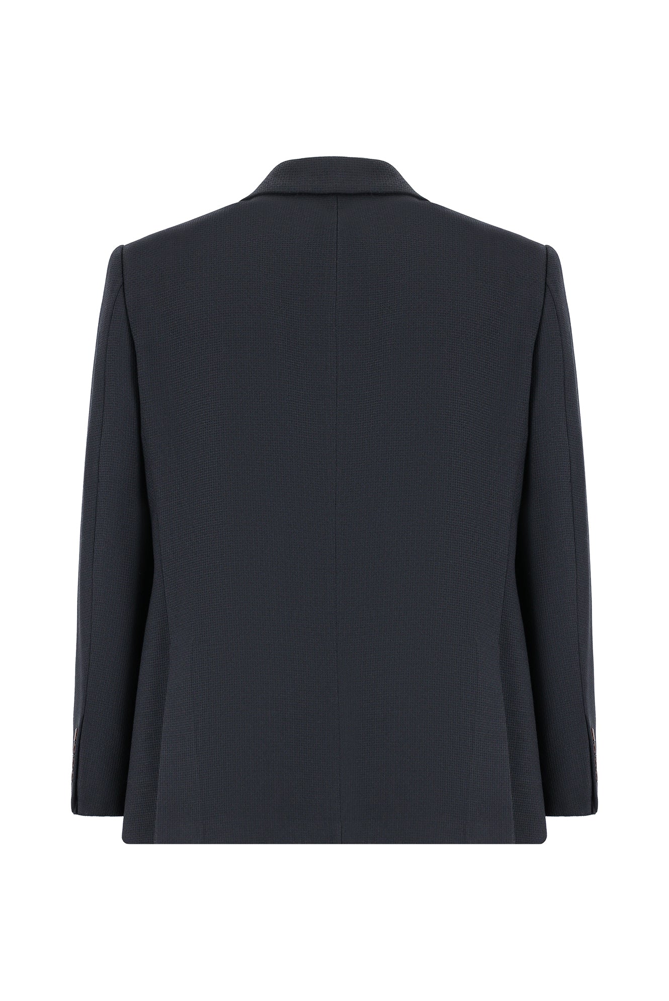 Siyah Slim Fit Dar Kesim Yünlü Desenli Ceket