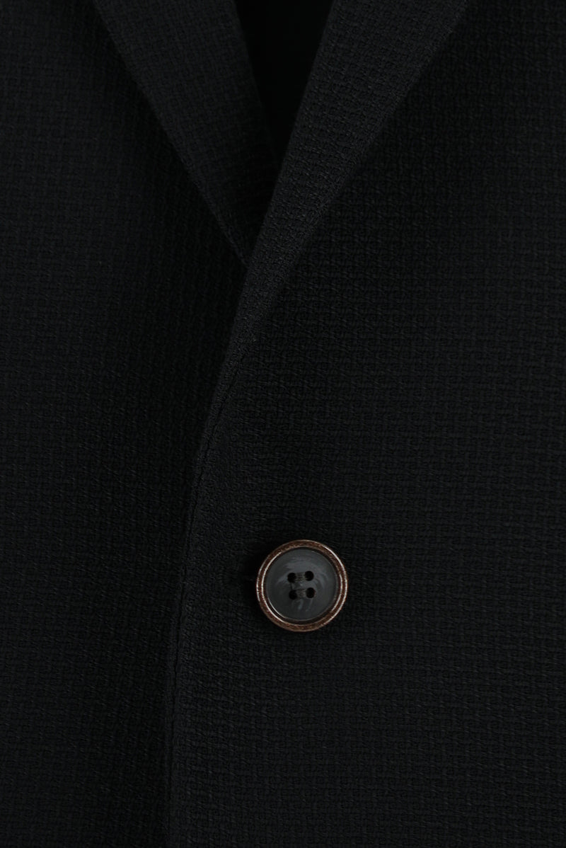 Siyah Slim Fit Dar Kesim Yünlü Desenli Ceket