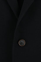 Siyah Relaxed Fit Rahat Kesim Yünlü Desenli Ceket