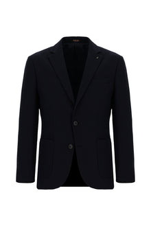 Koyu Lacivert Slim Fit Dar Kesim Yünlü Desenli Ceket