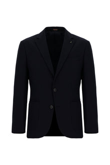 Koyu Lacivert 4 Drop Relaxed Fit Rahat Kesim Yünlü Desenli Ceket-Abdullah Ki??l?